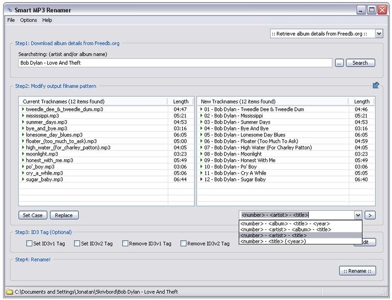 Smart MP3 Renamer Screenshot